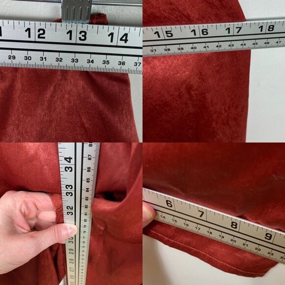 NWT Emory Park Burnt Rust Ruffle Strapless Jumpsuit Satin Red Brown Size Medium - Picture 11 of 13